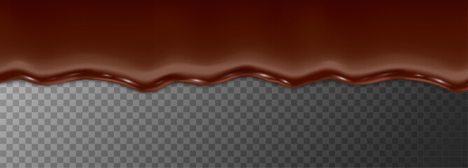 realistic vector icon illustration. seamless melting chocolate line dripping on transparent background.