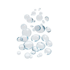 Set of bubbles. 3D Soap bubble floating on transparent background. Soap transparent balloon. 3D Rendering. Render of transparent glass circle liquid object, soap water bubble with reflection. PNG