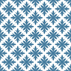 Seamless pattern with navy abstract flowers