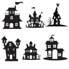 silhouettes of houses halloween