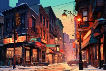 Obraz premium Urban Winter Scenes - Generative AI
