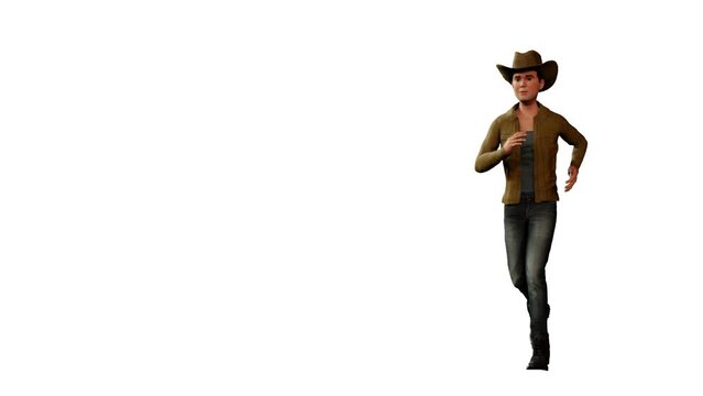 4K 3D Animation: Cowboy Running Loop Character