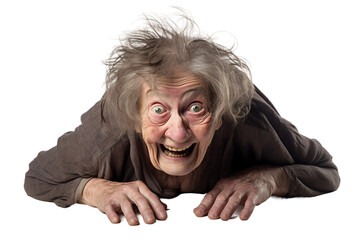 Confident Old Woman feeling trust Isolated on transparent background - obrazy, fototapety, plakaty