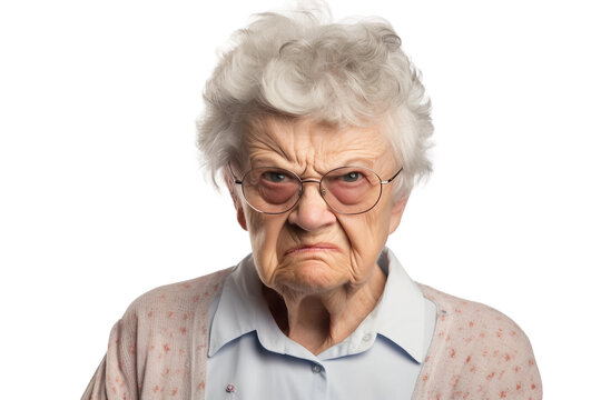 Disdainful Old Woman Isolated on transparent background