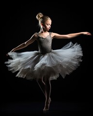 Fototapeta premium A woman in a tutu is posing for a picture. Generative AI.