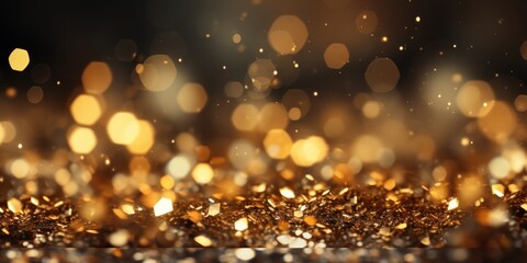 Glittering gold confetti, for enhancing the joy of Christmas and New Year festivities. banner
