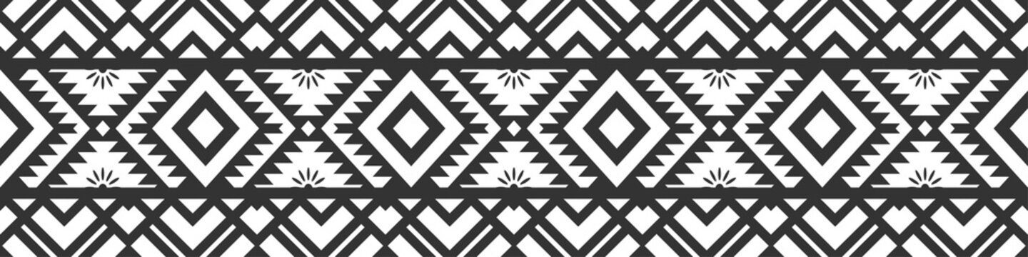 Aztec tribe. black line tattoo Seamless geometric pattern. Ethnic backgrounds.
