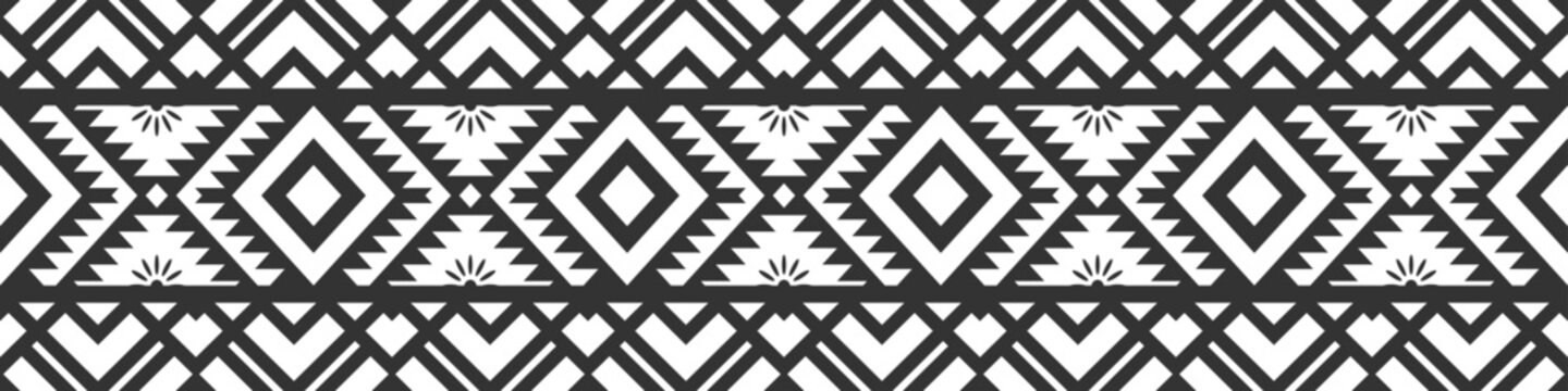 Aztec tribe. black line tattoo Seamless geometric pattern. Ethnic backgrounds.