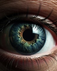A close up of a person"s blue eye. Generative AI.
