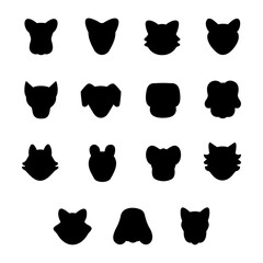 Cute cat cartoon head silhouette design in black and white