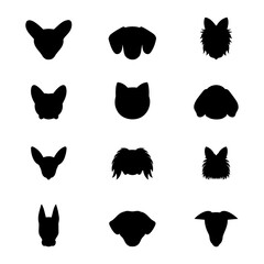 Cute dog cartoon head silhouette design in black and white