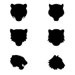 Tiger cartoon head silhouette design in black and white AI, EPS, JPG
