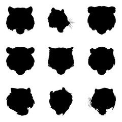Tiger cartoon head silhouette design in black and white AI, EPS, JPG