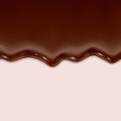 realistic vector icon illustration. Ice cream melting chocolate. Dripping creamy syrup.