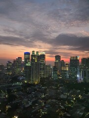 Jakarta, Indonesia – October 19, 2023: A sunset view cityscape of Indonesia capital city Jakarta