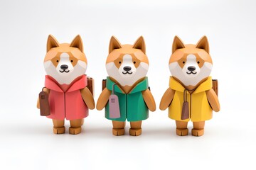 Naklejka premium 旅行する柴犬（背景・白）