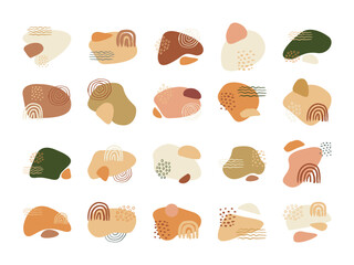 Aesthetic Minimalist Boho Blob Hand Drawn Illustration. Modern Bohemian Style Collection