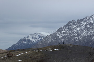 

A photo taken while traveling in Kazbegi, Georgia.
Nature mountain, animals, buliding, village.