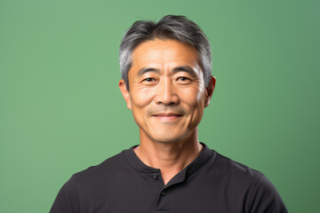 Fototapeta premium a man with a black shirt and a green background