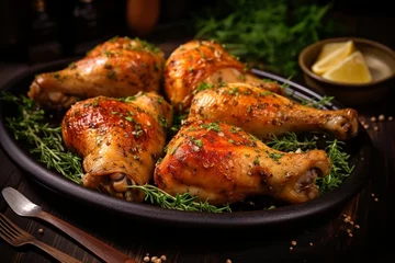 Poster Garlic and Herb Roasted Chicken Drumsticks © Maximilien
