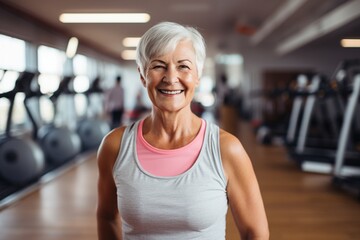 Fit and Happy: Senior Woman Embracing Fitness in the Gym