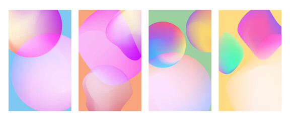 Trendy cover set with vivid gradient shapes. Beautiful modern fluid multicolor poster