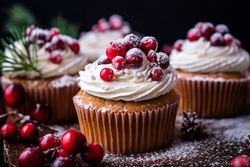 Christmas Spice: Cinnamon and Cranberry Cupcakes with Sugared Cranberries