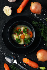 Vegetable soup, healthy nutrition and healthy lifestyle, homemade