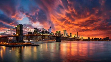  New York City sunset over manhattan and brooklyn © Fauzia
