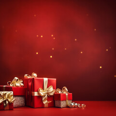 Gift Boxes with on a red Background