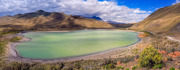 Green Lake in Torres del Paine National Park in Patagonia, southern Chile in South America.