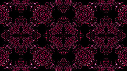 Abstract beautiful multicolor kaleidoscope background. Psychedelic bright red geometric shapes. Beautiful multicolor kaleidoscope texture. Unique kaleidoscope design.
