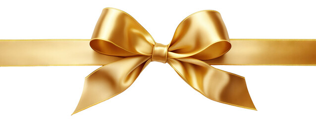 Golden ribbon and bow, cut out - obrazy, fototapety, plakaty