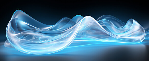 abstract Wavy white glowing neon light effect background_