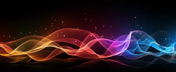Dark abstract background with neon lines_