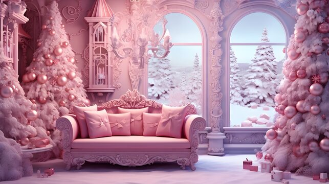 Pink christmas Theme wallpaer