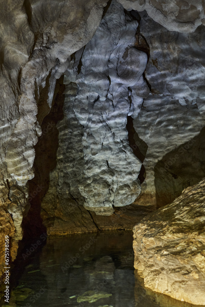 Sticker cave with a lake