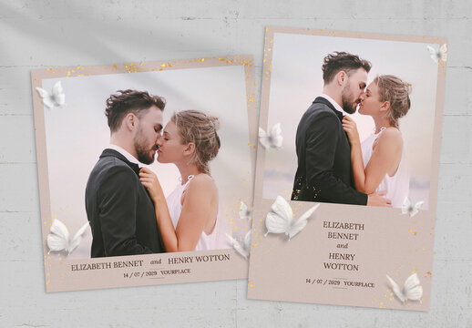 Wedding Butterflies Photo Card Layout