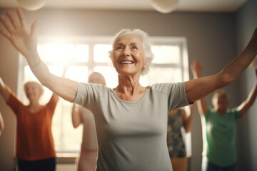 Fototapeta premium old woman exercising