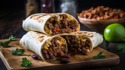 Burritos with beef and beans