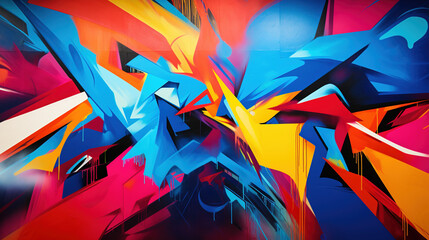 Street art graffiti on the wall. AI - obrazy, fototapety, plakaty