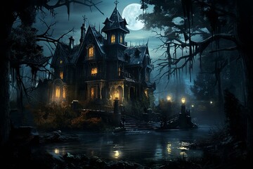 eerie haunted mansion. Generative AI