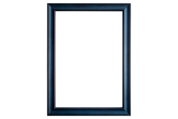 Vertical dark blue empty picture frame isolated on transparent or white background
