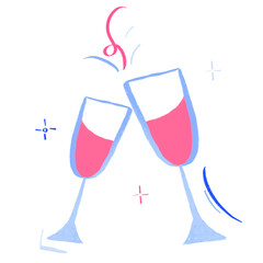 Two champagne glasses with confetti