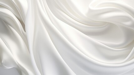 Naklejka premium White ribbon flowing gracefully with intricate texture and delicate folds. Hyper-realistic, sharp focus on pristine background. Clean, minimalistic, and elegant ribbon design