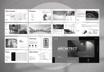 Creative Architecture Portfolio Presentation Design - obrazy, fototapety, plakaty