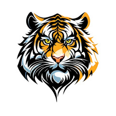 black and gold head of a tiger mascot template , icon , logo on transparent background , png file 