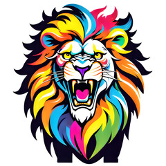 Obraz premium colourful roaring lion head mascot template , icon , logo on transparent background , png file 