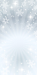 Fototapeta na wymiar キラキラと雪の結晶が輝く背景イラスト（銀色）