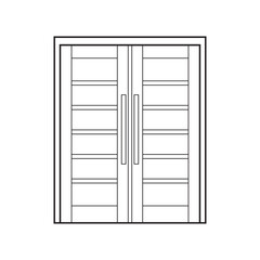 Hand drawn Kids drawing Vector illustration two panel stripped tile double door Isolated on White Background